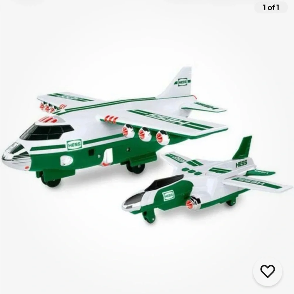 Hess Green and White Cargo Plane and Jet Toy - Picture 2 of 6
